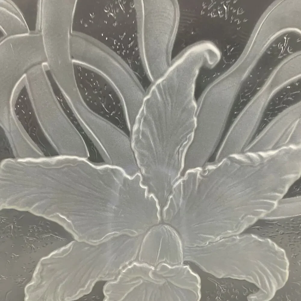 Cake‎ Glass Serving Chop Plate Platter Tray Flower Ribbon Large Thick 12 3/4